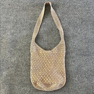 Handwoven Straw Shoulder Bag | Neutral Boho Summer Tote | Beach Bag